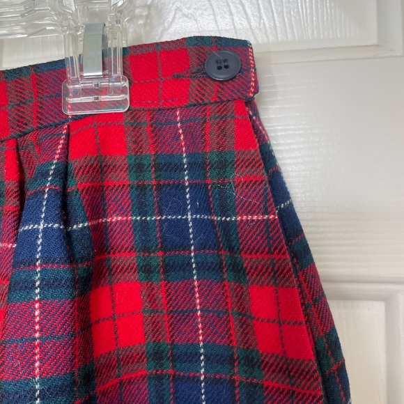 Vintage Pendleton Wool Plaid Skirt Red Navy green Tartan Knee Length | 14 - Picture 5 of 12